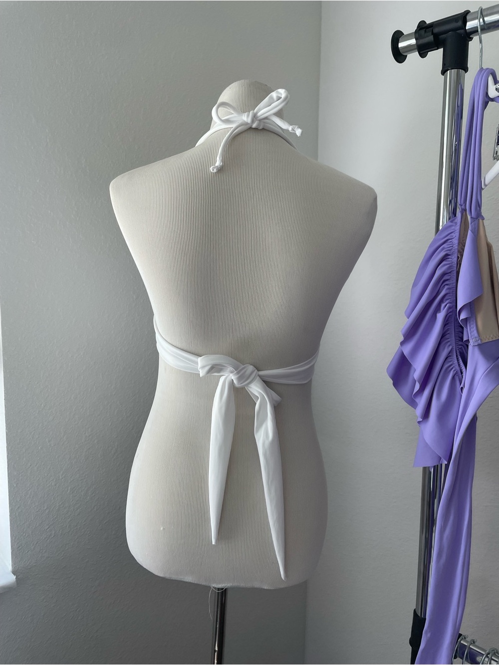 White Ruffled Halter Swim Top - Picture 5 of 6